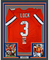 Framed Autographed/Signed Drew Lock Denver Retro Orange Football Jersey JSA COA