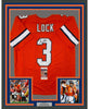 Framed Autographed/Signed Drew Lock Denver Retro Orange Football Jersey JSA COA