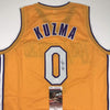 Autographed/Signed Kyle Kuzma Los Angeles LA Yellow Basketball Jersey JSA COA