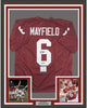 Framed Autographed/Signed Baker Mayfield 17 HT  35x39 Oklahoma Sooners Crimson Red College Football Jersey JSA COA