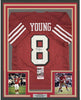 Framed Autographed/Signed Steve Young 35x39 San Francisco Red Shadow Football Jersey JSA COA