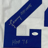 Framed Autographed/Signed Lenny Moore 35x39 HOF 75 Baltimore White Football Jersey JSA COA
