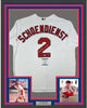 Framed Autographed/Signed Red Schoendienst 35x39 St. Louis White Baseball Jersey Beckett BAS COA