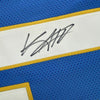 Framed Autographed/Signed Keenan Allen 35x39 Los Angeles LA 2020 Powder Blue Football Jersey JSA COA