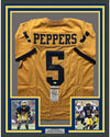 Framed Autographed/Signed Jabrill Peppers 35x39 Michigan Yellow College Football Jersey JSA COA