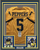 Framed Autographed/Signed Jabrill Peppers 35x39 Michigan Yellow College Football Jersey JSA COA