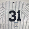 Autographed/Signed Aaron Hicks New York Pinstripe Baseball Jersey Beckett BAS COA