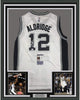 Framed Autographed/Signed LaMarcus Aldridge 35x39 San Antonio White Basketball Jersey JSA COA