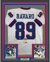 Framed Autographed/Signed Mark Bavaro 35x39 New York White Football Jersey PSA/DNA COA