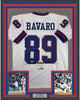 Framed Autographed/Signed Mark Bavaro 35x39 New York White Football Jersey PSA/DNA COA