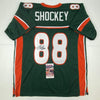 Autographed/Signed Jeremy Shockey Miami Green College Football Jersey JSA COA
