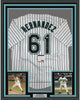 Framed Autographed/Signed Livan Hernandez 97 WS MVP 35x39 Florida Pinstripe Baseball Jersey PSA/DNA COA