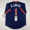 Autographed/Signed Ozzie Smith St. Louis Blue M&N Baseball Jersey JSA COA