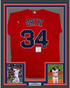 Framed Autographed/Signed David Ortiz 35x39 Boston Red Baseball Jersey JSA COA