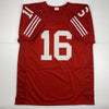 Autographed/Signed Joe Montana & Dwight Clark The Catch San Francisco Red Football Jersey PSA/DNA & Beckett BAS COA