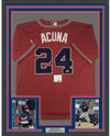 Framed Autographed/Signed Ronald Acuna Jr. 35x39 Atlanta Red Baseball Jersey PSA/DNA COA
