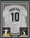 Framed Autographed/Signed Yoan Moncada 35x39 Chicago Pinstripe Baseball Jersey Beckett BAS COA