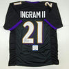 Autographed/Signed Mark Ingram II Baltimore Black Football Jersey Beckett BAS COA