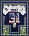 Framed Autographed/Signed Trevon Diggs 35x39 America's Team Dallas Blue Football Jersey JSA COA