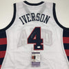 Autographed/Signed Allen Iverson United States USA White Olympics Basketball Jersey JSA COA