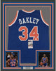 Framed Autographed/Signed Charles Oakley 35x39 New York Blue Basketball Jersey JSA COA