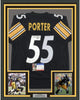 Framed Autographed/Signed Joey Porter 35x39 Pittsburgh Black Football Jersey PSA/DNA COA