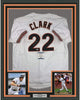 Framed Autographed/Signed Will Clark 35x39 San Francisco White Baseball Jersey Beckett BAS COA