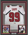 Framed Autographed/Signed Warren Sapp Tampa Bay White Football Jersey PSA/DNA COA