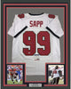 Framed Autographed/Signed Warren Sapp Tampa Bay White Football Jersey PSA/DNA COA