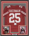 Framed Autographed/Signed Richard Sherman 35x39 San Francisco Red Football Jersey Beckett BAS COA