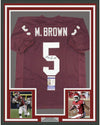 Framed Autographed/Signed Marquise Brown 35x39 Oklahoma Red College Football Jersey JSA COA