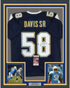 Framed Autographed/Signed Thomas Davis Sr. 35x39 Los Angeles LA Dark Blue Football Jersey JSA COA