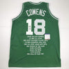 Autographed/Signed Dave Cowens Boston Green Stat Basketball Jersey PSA/DNA COA
