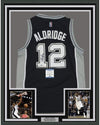 Framed Autographed/Signed LaMarcus Aldridge 35x39 San Antonio Black Basketball Jersey Beckett BAS COA