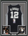 Framed Autographed/Signed LaMarcus Aldridge 35x39 San Antonio Black Basketball Jersey JSA COA
