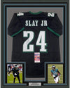 Framed Autographed/Signed Darius Slay Jr. 35x39 Philadelphia Black Football Jersey JSA COA
