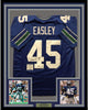 Framed Autographed/Signed Kenny Easley HOF 17  35x39 Seattle Seahawks Blue Football Jersey Beckett BAS COA