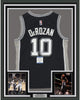 Framed Autographed/Signed DeMar DeRozan 35x39 San Antonio Black Basketball Jersey Beckett BAS COA