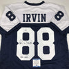 Autographed/Signed Michael Irvin Dallas HOF 2007 Thanksgiving Day Blue Football Jersey Beckett BAS COA