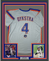 Framed Autographed/Signed Lenny Dykstra Nails 35x39 New York Grey Baseball Jersey Beckett COA