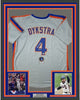 Framed Autographed/Signed Lenny Dykstra Nails 35x39 New York Grey Baseball Jersey Beckett COA