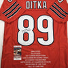 Autographed/Signed Mike Ditka Chicago Orange Stat Football Jersey JSA COA