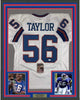 Framed Autographed/Signed Lawrence Taylor 35x39 New York White Football Jersey JSA COA by Hall of Fame Sports Memorabilia