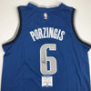 Autographed/Signed Kristaps Porzingis Dallas Black Basketball Jersey Beckett BAS COA