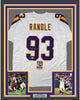 Framed Autographed/Signed John Randle 35x39 Minnesota White Football Jersey JSA COA