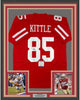 Framed Autographed/Signed George Kittle 35x39 San Francisco Red Football Jersey Beckett BAS COA