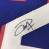 Framed Autographed/Signed Joel Embiid 35x39 Philadelphia Blue Basketball Jersey JSA COA