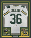 Framed Autographed/Signed Nick Collins 35x39 Green Bay White Football Jersey PSA/DNA COA