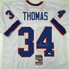 Autographed/Signed Thurman Thomas Buffalo White Football Jersey JSA COA