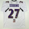 Autographed/Signed JK J.K. Dobbins Baltimore White Football Jersey JSA COA